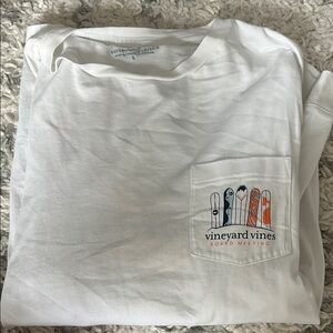 Vineyard Vines White Long Sleeve Tee with Surfboard Pocket
